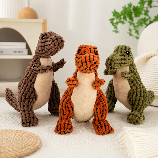 FurEase™ Dino Squeaky Plush Dog Toy